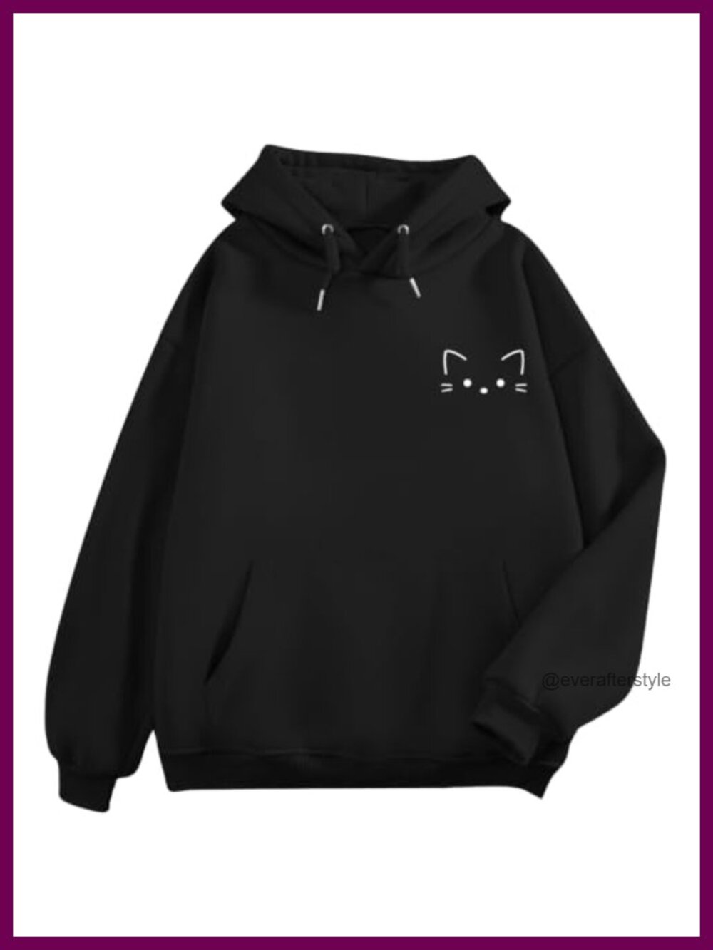 Fleece-Lined Cat Graphic Hoodie Women Pullover Sweatshirt Kangaroo Pocket